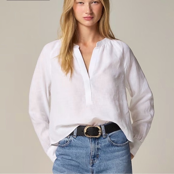 NWT J Crew Cabana Top Linen Shirt Breathable Date Vacation  CI542 White Small - Picture 2 of 11